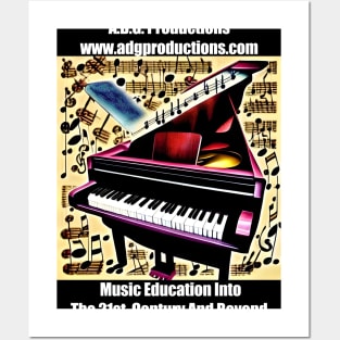 Abstract Image Of Musical Symbols and A Purple Piano Posters and Art